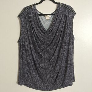 Michael Kors Women’s Top 3X Purple Gray Cowl Neck Sleeveless Blouse